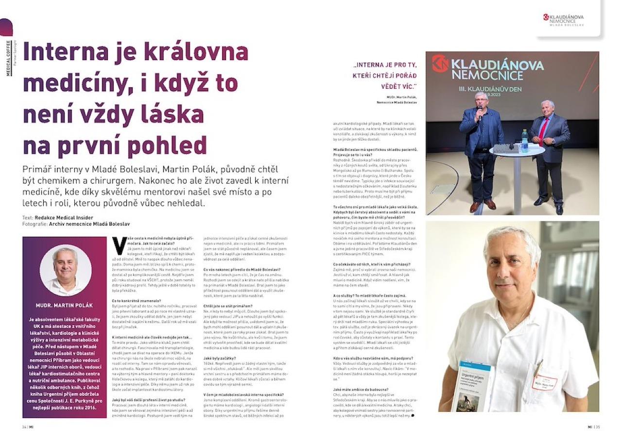 Primář interny Martin Polák v podcastu Po medině i v časopisu Medical Insider